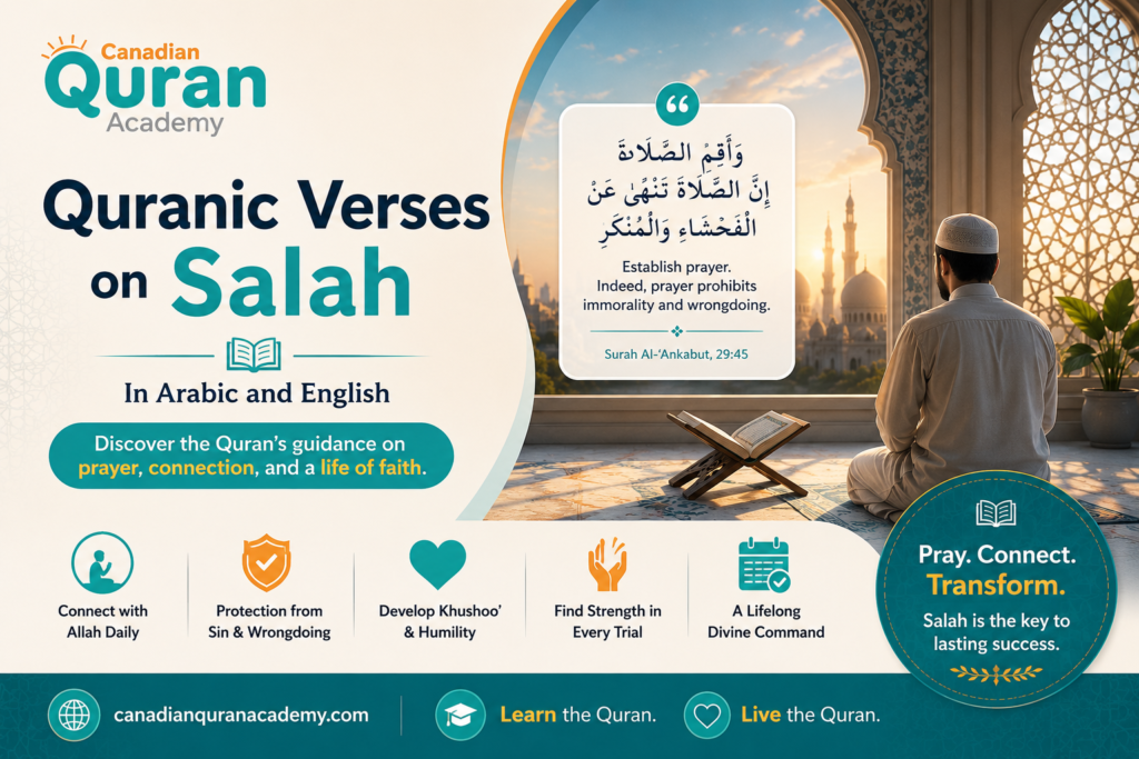 Quranic Verses on Salah in Arabic and English