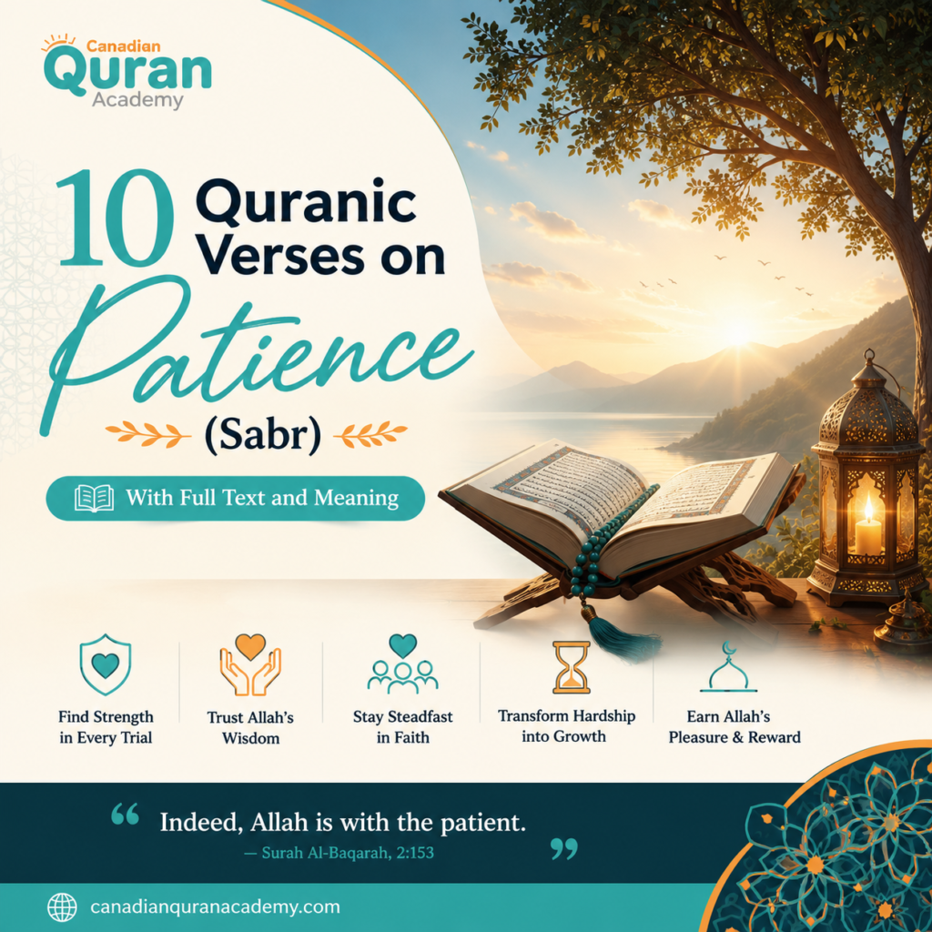 10 Quranic Verses on Patience in Arabic (Sabr) — With Full Text and Meaning