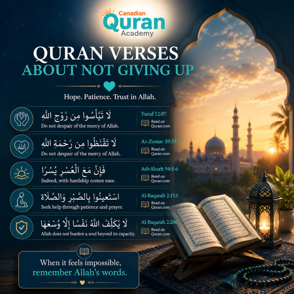 Quran Verses About Not Giving Up In Arabic and English 