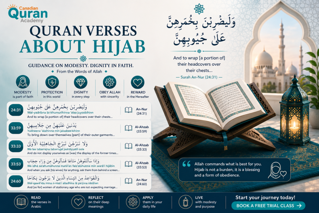 Quran Verses About Hijab in Arabic With Translation and Meaning