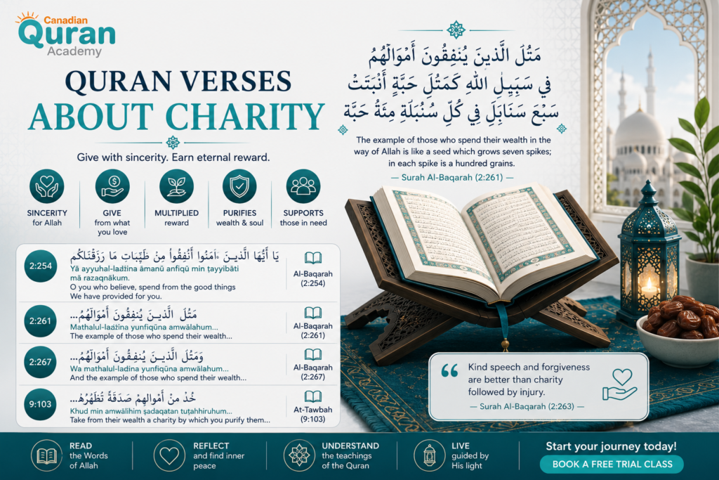 Quran Verses About Charity in Arabic With Translation and Meaning